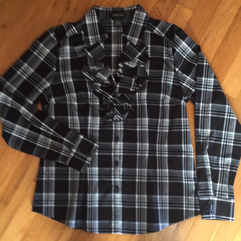 Black and White Plaid Blouse